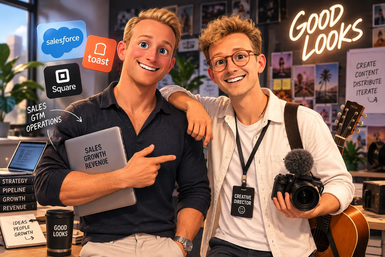 Tommy and Johnny Parizek in the Good Looks studio